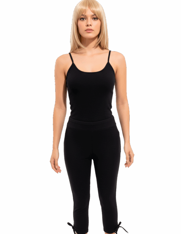 Macacão Preto Fitness com Alça Fina